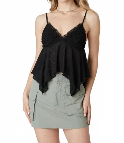 Cotton Candy La Asymmetrical Mesh Top In Black