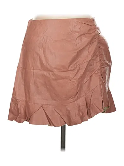 Pre-owned Cotton Candy La Faux Leather Skirt In Brown