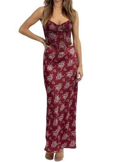 Cotton Candy La Gwyneth Floral Skirt In Wine In Red