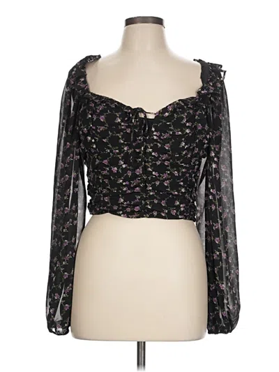 Pre-owned Cotton Candy La Long Sleeve Blouse In Black