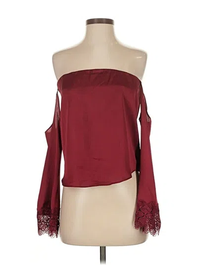 Pre-owned Cotton Candy La Long Sleeve Blouse In Burgundy
