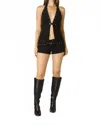 Cotton Candy La Low Rise Faux Sued Mini Short In Black In Black
