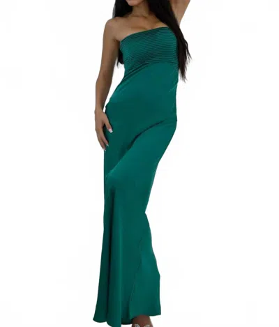 Cotton Candy La Nevilah Strapless Satin Maxi Dress In Emerald In Green