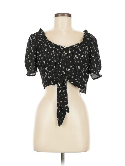 Pre-owned Cotton Candy La Short Sleeve Blouse In Black