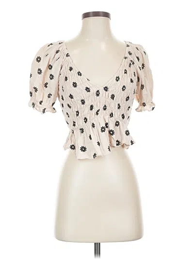 Pre-owned Cotton Candy La Short Sleeve Blouse In Ivory