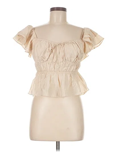 Pre-owned Cotton Candy La Short Sleeve Blouse In White