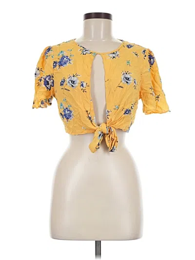 Pre-owned Cotton Candy La Short Sleeve Blouse In Yellow