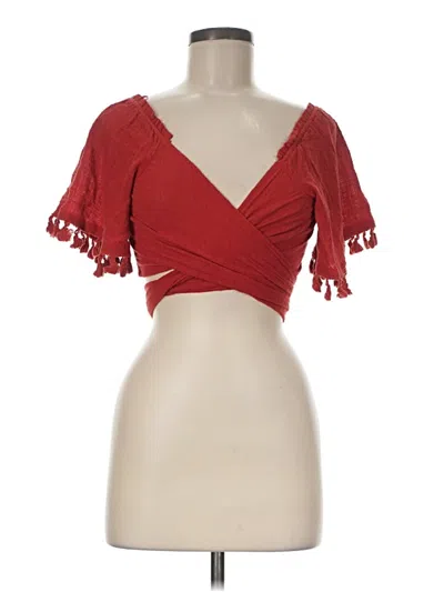 Pre-owned Cotton Candy La Short Sleeve Top Red Sweetheart Neckline Tops