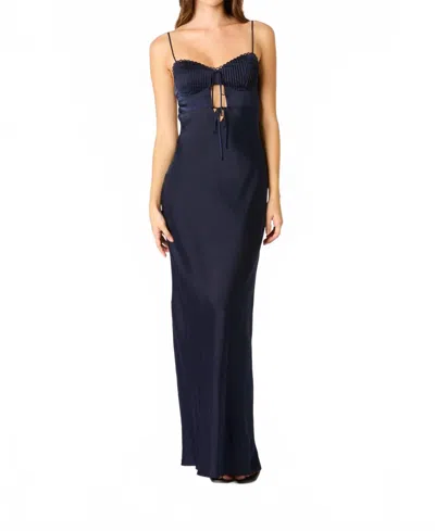 Cotton Candy La Silvia Milkmaid Sweetheart Maxi Dress In Ink Blue In Black