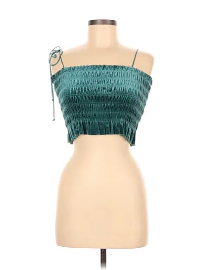 Pre-owned Cotton Candy La Sleeveless Top Teal Strapless Neckline Tops In Blue