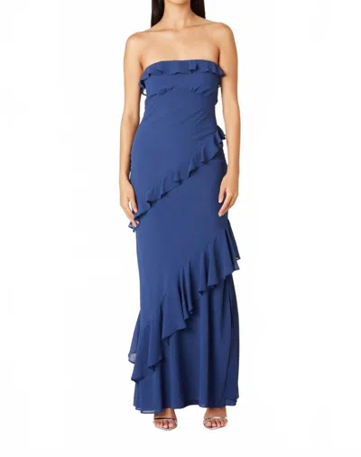 Cotton Candy La Strapless Ruffle Tiered Maxi Dress In Navy In Blue