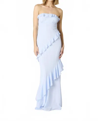 Cotton Candy La Strapless Ruffle Tiered Maxi Dress In Sky Blue