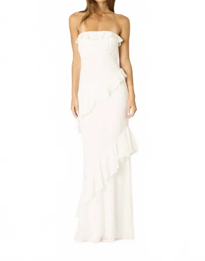 Cotton Candy La Strapless Ruffle Tiered Maxi Dress In White