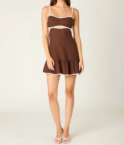Cotton Candy La Sugar Lace Ruffle Mini Dress In Chocolate In Brown