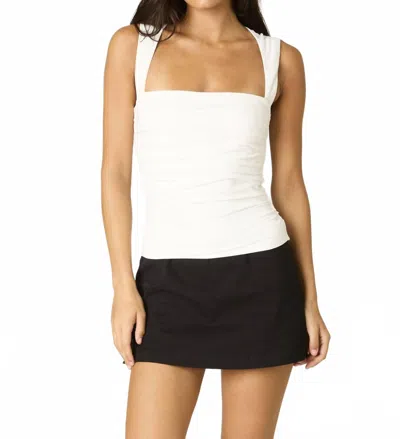 Cotton Candy La Suri Ruched Stretch Top In White