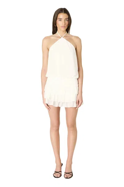 Cotton Candy La The Bella Halter Mini Romper Dress In White