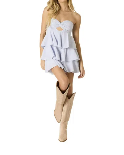 Cotton Candy La The Marbella Strapless Mini Dress In Navy Stripe In Blue