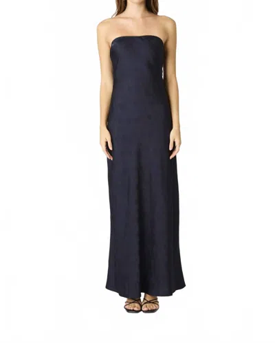 Cotton Candy La Tonal Floral Strapless Maxi Dress In Navy In Blue