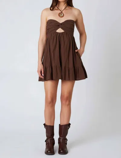 Cotton Candy La Twist Soft Ruffle Mini Dress In Brown