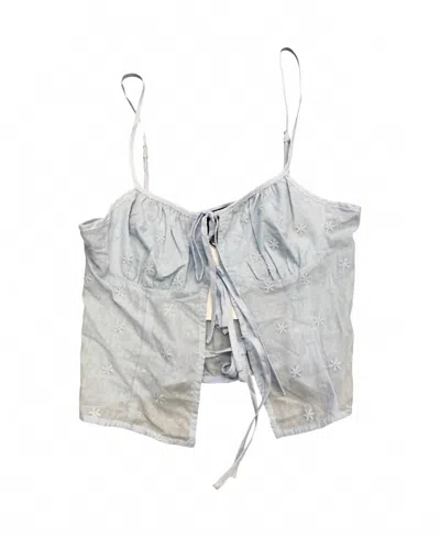 Cotton Candy La Women's Embroidered Tie Front Tank In Blue