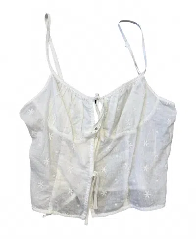 Cotton Candy La Women's Embroidered Tie Front Tank In White