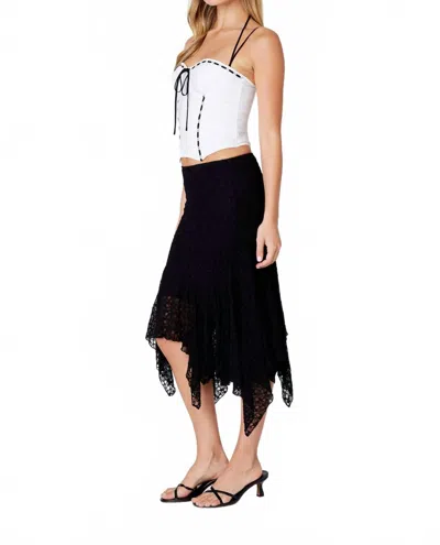Cotton Candy Lace Midi Skirt In Black
