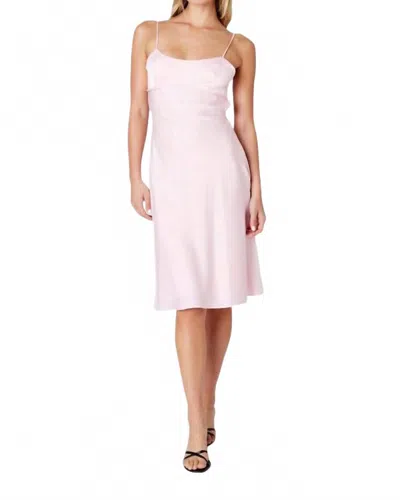 Cotton Candy Satin Back Tie Midi Dress In Petal Pink