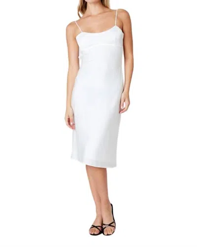 Cotton Candy Satin Back Tie Midi Dress In White