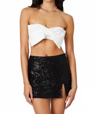 Cotton Candy Sequined Mini Skirt In Black In White