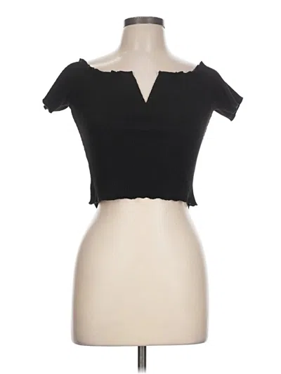 Pre-owned Cotton Candy Short Sleeve Top Black Strapless Neckline Tops