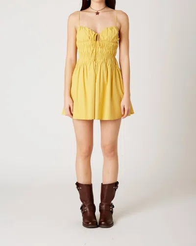 Cotton Candy Spaghetti Strap Mini Dress In Yellow