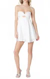 Cotton Candy Straples Front Twist Mini Flare Dress In White In White