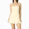 Cotton Candy Strapless Rosette Flirty Hem Dress In Butter In Blue