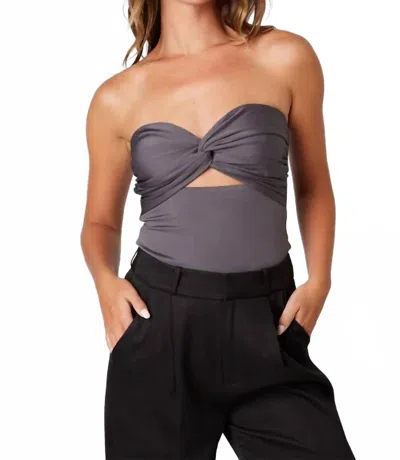 Cotton Candy Strapless Sweetheart Top In Pewter In Gray