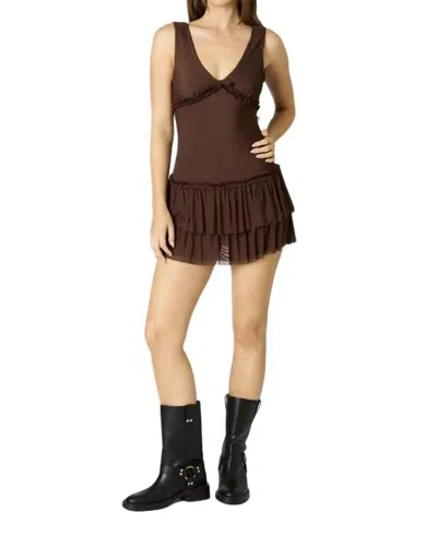 Cotton Candy Women's Bottom Romper Mini Dress In Dark Brown