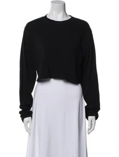 Pre-owned Cotton Citizen Bateau Neckline Long Sleeve Crop Top In Black
