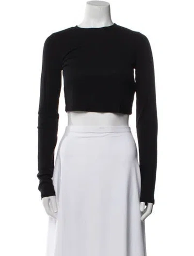Pre-owned Cotton Citizen Bateau Neckline Long Sleeve Crop Top In Black