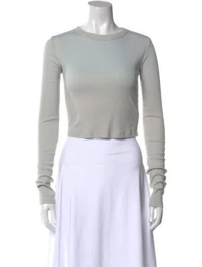 Pre-owned Cotton Citizen Bateau Neckline Long Sleeve Crop Top In Gray