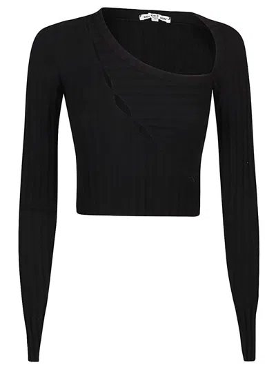 Cotton Citizen Black Black Asymmetrical Collar Crop Top