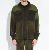Cotton Citizen Bronx Buttondown Sweatshirt In Forest Green Cast In Multi