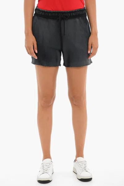 Cotton Citizen Brushed Cotton Shorts With Raw Cut Bottom In Black