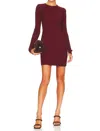 Cotton Citizen Capri Long Sleeve Mini Dress In Wine