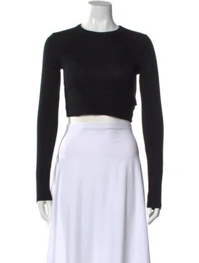 Pre-owned Cotton Citizen Crew Neck Long Sleeve Crop Top In Black