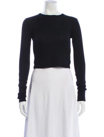 Pre-owned Cotton Citizen Crew Neck Long Sleeve Crop Top In Black