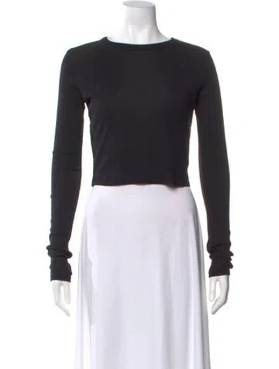 Pre-owned Cotton Citizen Crew Neck Long Sleeve Crop Top In Black