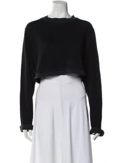 Pre-owned Cotton Citizen Crew Neck Long Sleeve Crop Top In Black