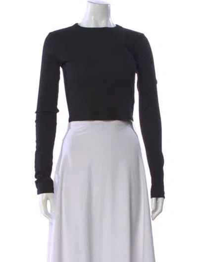 Pre-owned Cotton Citizen Crew Neck Long Sleeve Crop Top In Black