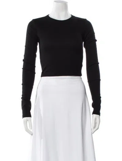 Pre-owned Cotton Citizen Crew Neck Long Sleeve Crop Top In Black