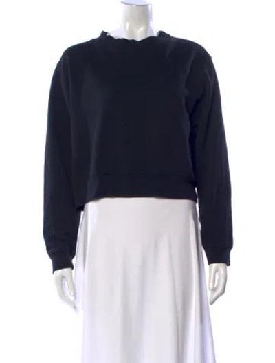 Pre-owned Cotton Citizen Crew Neck Long Sleeve Crop Top In Black