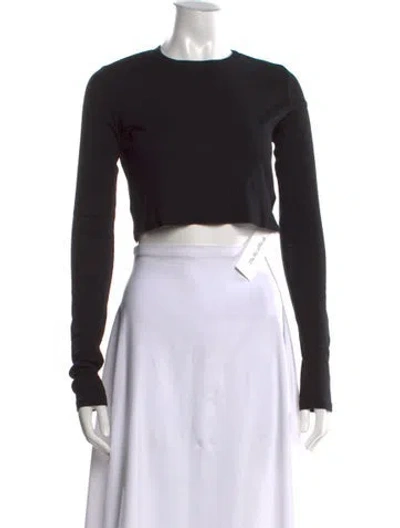 Pre-owned Cotton Citizen Crew Neck Long Sleeve Crop Top In Black